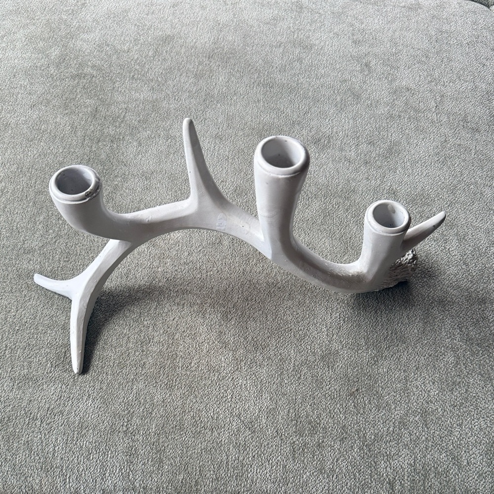 White faux deer Antler candle holder